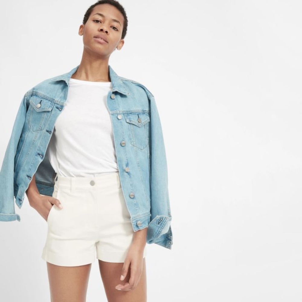 NEW Everlane Cotton Twill Shorts Bone White 00 NWT